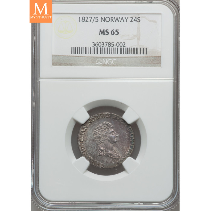 24 skilling 1827/5 kvalitet 0 , NGC MS65