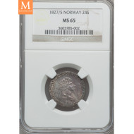 24 skilling 1827/5 kvalitet 0 , NGC MS65