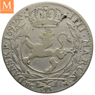 4 mark 1692 Christian V Kvalitet 1/1+