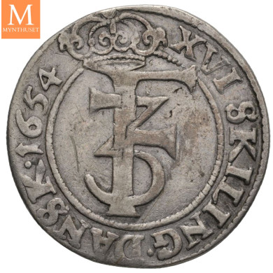 1 mark 1654 Frederik III Kvalitet 1/1+