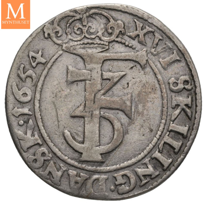 1 mark 1654 Frederik III Kvalitet 1/1+