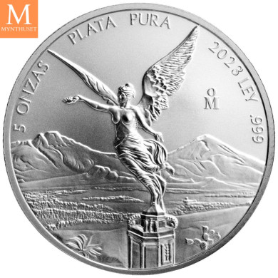 Mexico 2023 5 oz sølv Libertad BU med kapsel Mexico 2023 5 oz sølv Libertad BU med kapsel