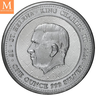 St.Helena  2 Dollar Athenian Owl 1 oz sølv i kapsel St.Helena  2 Dollar Athenian Owl 1 oz sølv i kapsel