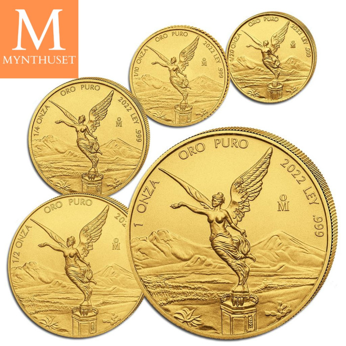 NYHET! Mexico 2022 LIBERTAD GULL 5 MYNTER 1,9 Oz KVALITET BU