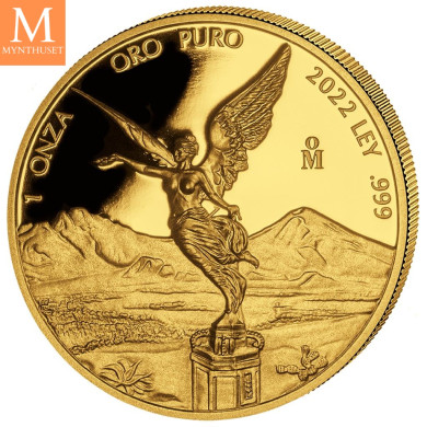 NYHET! Mexico 2022 LIBERTAD GULL 5 MYNTER 1,9 Oz KVALITET PROOF