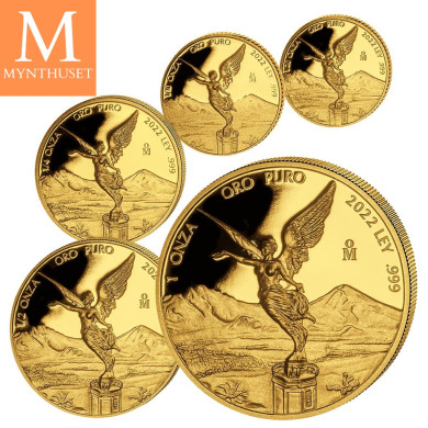 NYHET! Mexico 2022 LIBERTAD GULL 5 MYNTER 1,9 Oz KVALITET PROOF