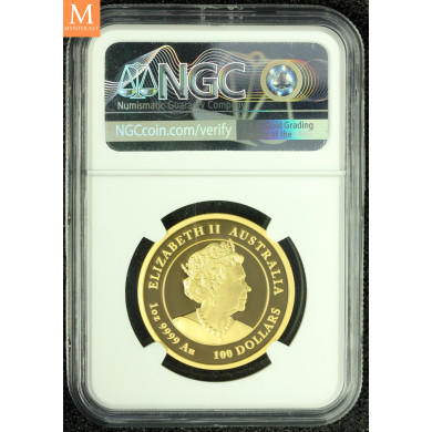 MEGET SJELDEN! Australia 2022 YEAR OF THE TIGER 1 OZ  GULL LUNAR SERIE 3 KVALITET PROOF COLOR NGC PF70