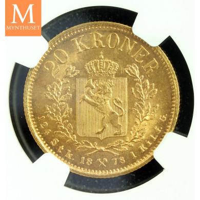 20 kroner 1878 kvalitet 0/01, NGC MS64 20 kroner 1878 kvalitet 0/01, NGC MS64