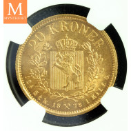 20 kroner 1875 kvalitet 0/01 , NGC MS64