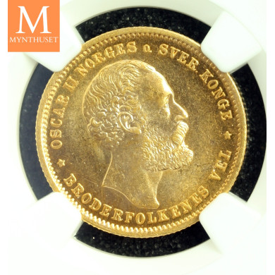 20 kroner 1877 kvalitet 0/01, NGC MS64