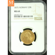 20 kroner 1875 kvalitet 0/01 , NGC MS64