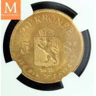 20 kroner 1875 kvalitet 0/01 , NGC MS64
