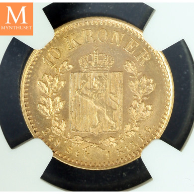 10 kroner 1902 kvalitet pen 01 NGC MS62 10 kroner 1902 kvalitet pen 01 NGC MS62