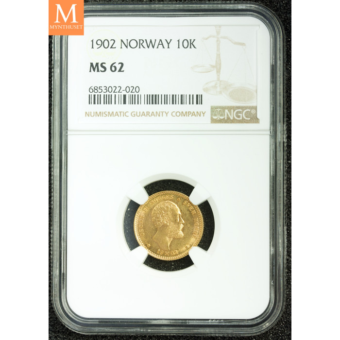 10 kroner 1902 kvalitet pen 01 NGC MS62