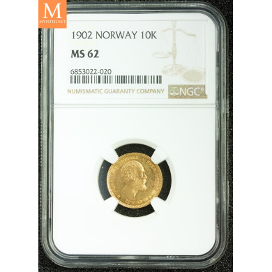 10 kroner 1902 kvalitet pen 01 NGC MS62 10 kroner 1902 kvalitet pen 01 NGC MS62