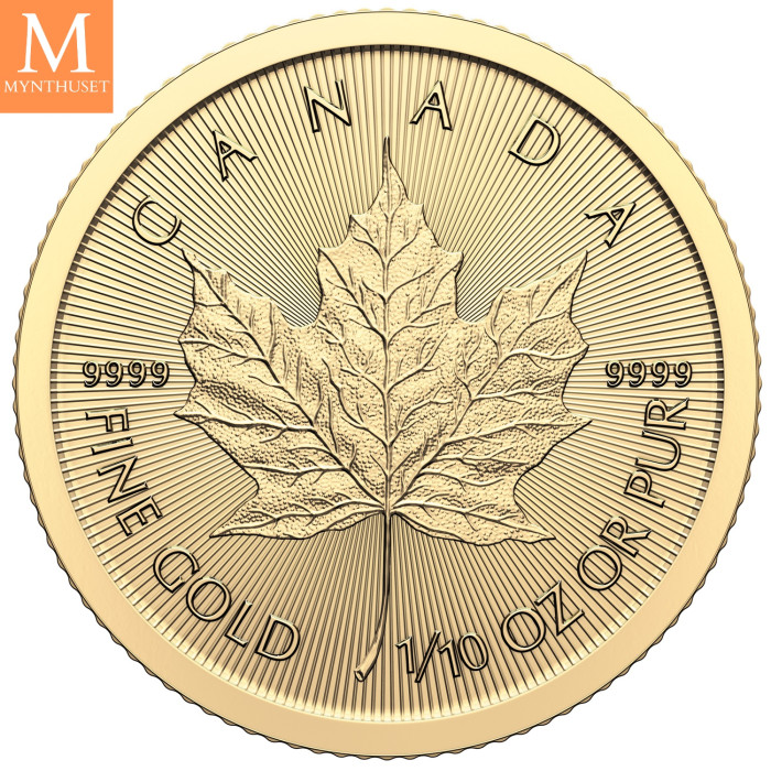 NYHET 2024 Utgaven! Canada 2024 MAPLE LEAF 1/10 OZ GULL KVALITET BU