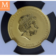 Australia 2008P 15 dollar Year of the mouse 1/10 oz gull MS70 SJELDEN!