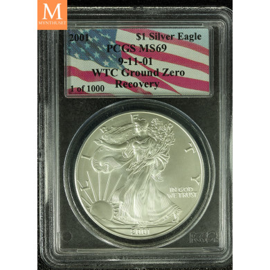 USA 1 Dollar 2001 World Trade Center Ground Zero recovery PCGS MS69 USA 1 Dollar 2001 World Trade Center Ground Zero recovery PCGS MS69