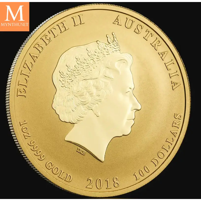 2018P Australia 1 oz Gull Lunar Series 2 Year of the DOG kvalitet BU i kapsel
