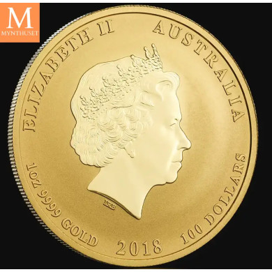 2018P Australia 1 oz Gull Lunar Series 2 Year of the DOG kvalitet BU i kapsel