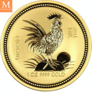 2005 Australia 1 oz Gull Lunar Series 1 Year of the Rooster kvalitet BU i kapsel