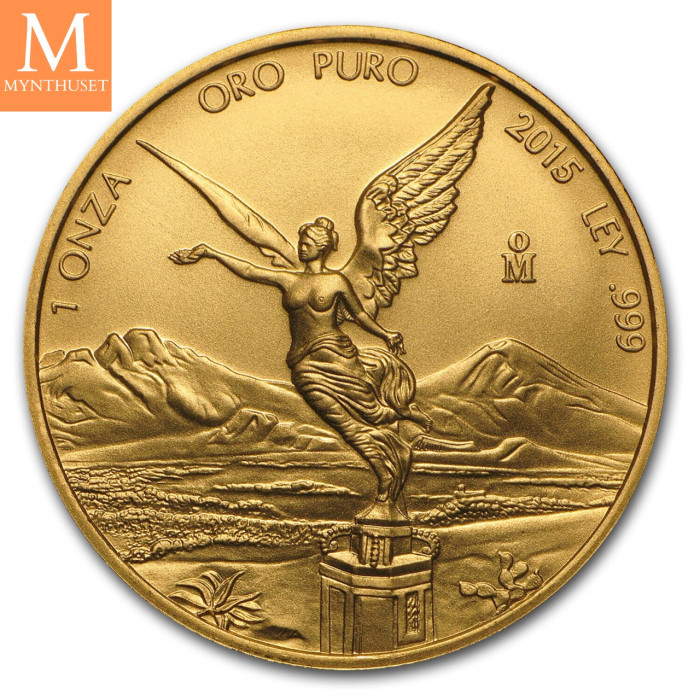 SJELDEN! Mexico 2015 LIBERTAD 1 OZ GULL KVALITET BU I KAPSEL