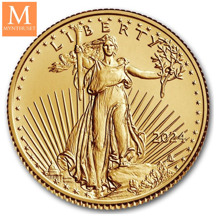 NYHET PÅ LAGER! 2024 USA 1/10 oz Gull Eagle BU M/kapsel