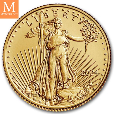 NYHET PÅ LAGER! 2024 USA 1/10 oz Gull Eagle BU M/kapsel