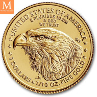 NYHET PÅ LAGER! 2024 USA 1/10 oz Gull Eagle BU M/kapsel