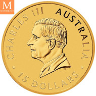 NYHET på lager! Australia 2024 1/10 oz Gull Kangaroo BU M/Kapsel