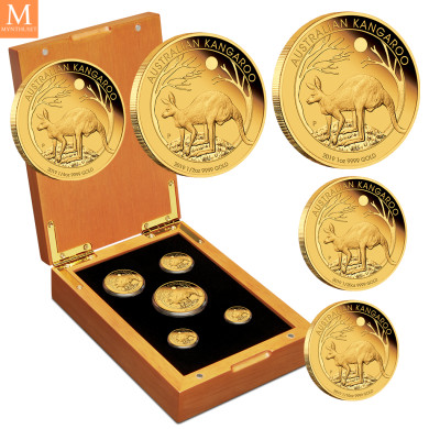 Ekthetsbevis NR1!  Australia 2019 GULL KANGAROO SETT 5 MYNTER 1,9 OZ GULL