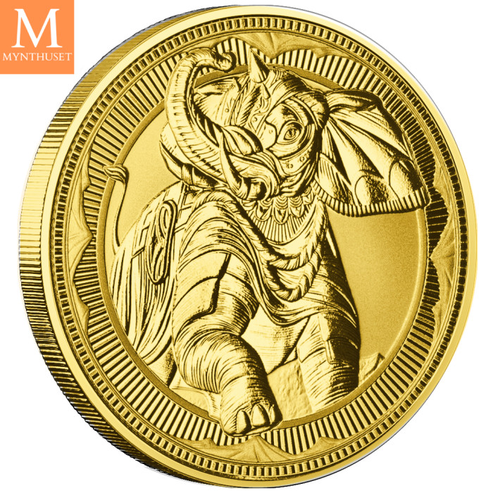 Gibraltar 2023 WAR ELEPHANT 1 OZ GULL OPPLAG 100 stk