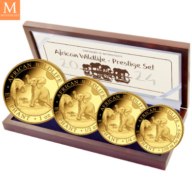 Somalia 2024 ELEPHANT PRESTIGE SET 4 GULLMYNTER 1,85 OZ  AFRICAN WILDLIFE