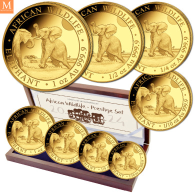 Somalia 2024 ELEPHANT PRESTIGE SET 4 GULLMYNTER 1,85 OZ  AFRICAN WILDLIFE
