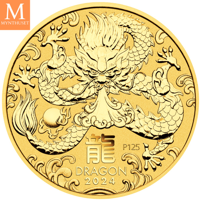 NYHET! Australia 2024 YEAR OF THE DRAGON SETT LUNAR SERIES III. 10 SØLV MYNTER