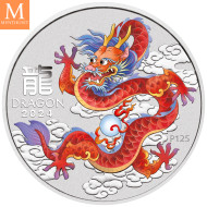NYHET! Australia 2024 YEAR OF THE DRAGON SETT LUNAR SERIES III. 10 SØLV MYNTER