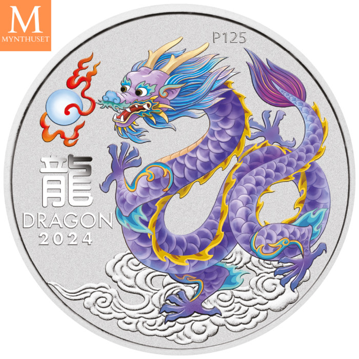 NYHET! Australia 2024 YEAR OF THE DRAGON SETT LUNAR SERIES III. 10 SØLV MYNTER
