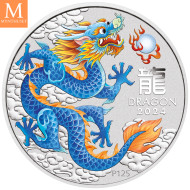 NYHET! Australia 2024 YEAR OF THE DRAGON SETT LUNAR SERIES III. 10 SØLV MYNTER