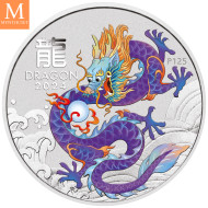 NYHET! Australia 2024 YEAR OF THE DRAGON SETT LUNAR SERIES III. 10 SØLV MYNTER