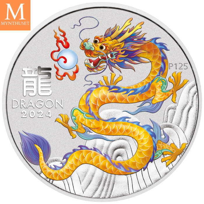 NYHET! Australia 2024 YEAR OF THE DRAGON SETT LUNAR SERIES III. 10 SØLV MYNTER