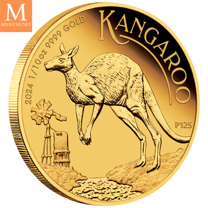 Australia 2024 KANGAROO 1/10 OZ  KVALITET PROOF I SKRIN OPPLAG KUN 500