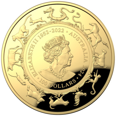 RÅSTILIG! Australia 2024 YEAR OF THE DRAGON 1 OZ GULL KVALITET PROOF RÅSTILIG! Australia 2024 YEAR OF THE DRAGON 1 OZ GULL KVALITET PROOF