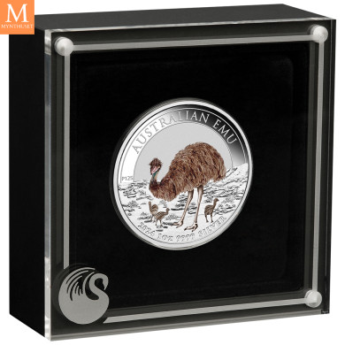 Nydelig! Australia 2024 AUSTRALIAN EMU  COLOR 1 OZ  sølv kvalitet BU Nydelig! Australia 2024 AUSTRALIAN EMU  COLOR 1 OZ  sølv kvalitet BU