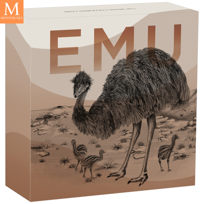 Nydelig! Australia 2024 AUSTRALIAN EMU  COLOR 1 OZ  sølv kvalitet BU