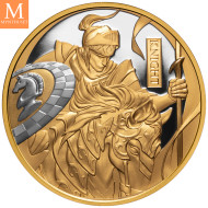 Niue 2024 CHESS  KNIGHT ( SJAKK RIDDER) 1 OZ GULL MOTIVET ER BELAGT MED PLATINUM