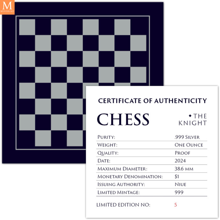 Niue 2024 CHESS  KNIGHT ( SJAKK RIDDER) 1 OZ SØLV