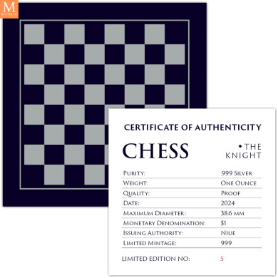 Niue 2024 CHESS  KNIGHT ( SJAKK RIDDER) 1 OZ SØLV