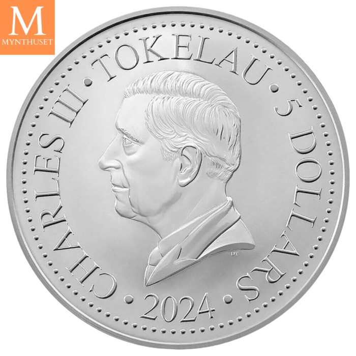 TILBUD!Tokelau 2024 1 oz sølv Mustang kvalitet Proof like i kapsel