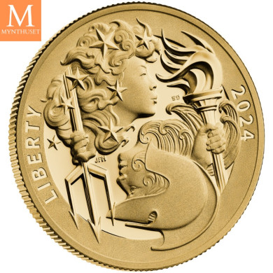 NYHET! 2024 USA 100 dollar Liberty and Britannia kvalitet proof high relief med boks og coa