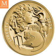 NYHET! 2024 USA 100 dollar Liberty and Britannia kvalitet proof high relief med boks og coa